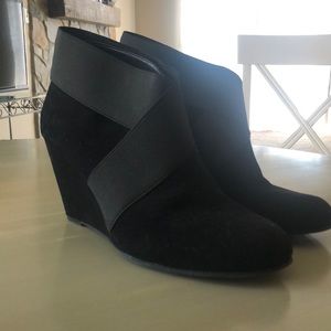 Black bootie wedges